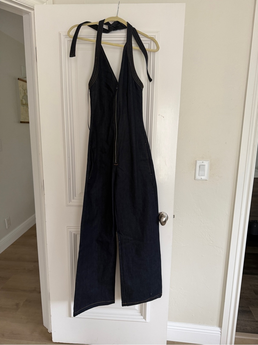 Zara Dark Blue Halter Denim Jumpsuit Brand new!